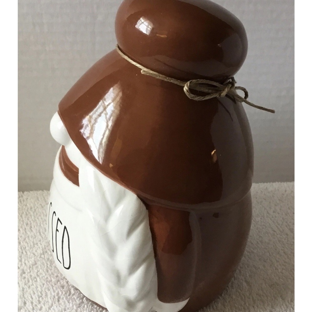 Rae Dunn Brown and White 'BLESSED' Ceramic Gnome Jar - Picture 3 of 8